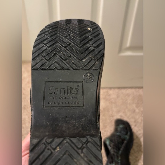 Danita Leather Snake Print Clogs, Blue/Green/Black, Size 36 - Picture 11 of 12